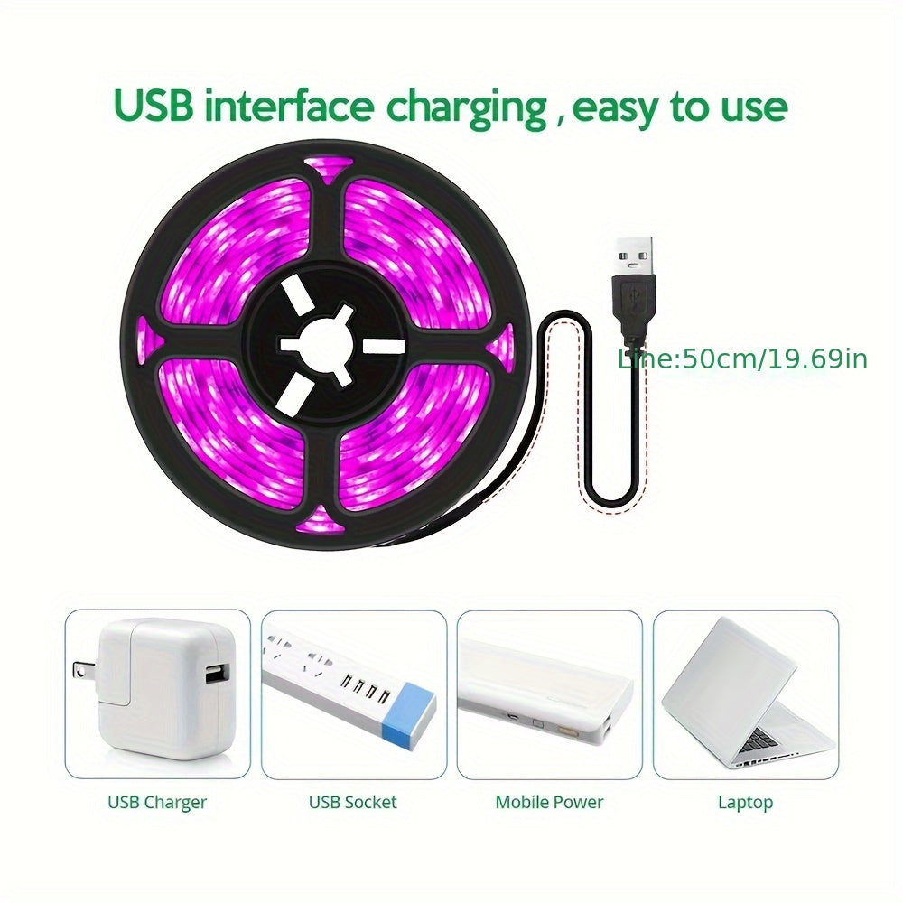 USB Powered LED Grow Light Strip 2m 5m Full Spectrum Indoor Plant Greenhouse