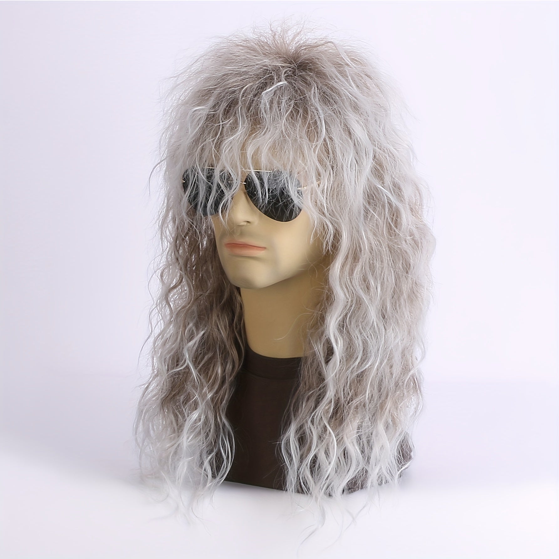 Long Curly Rock and Roll Wig with Golden Highlights for 80s Halloween Costume