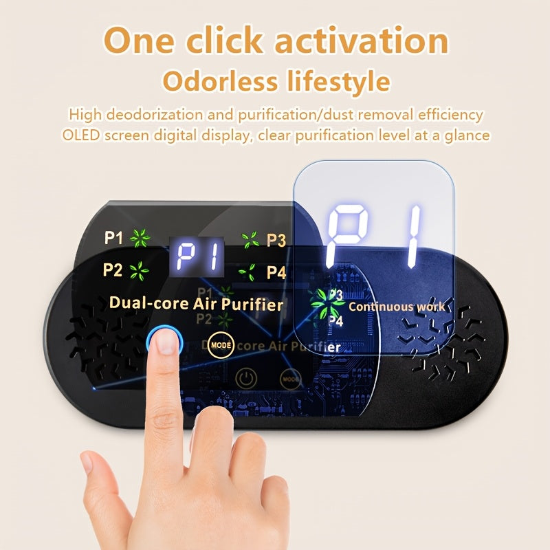 Toilet Air Purifier Dual-Core 3-in-1 Odor Dust Eliminator USB Touch