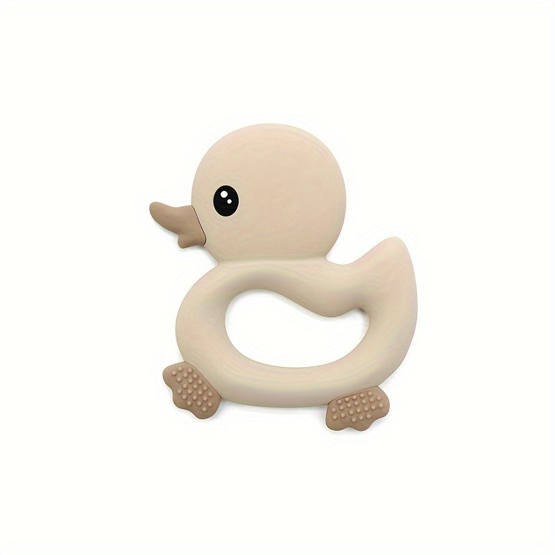 Baby Silicone Teether Duck Shape BPA-Free Oval Teething Ring for Infants