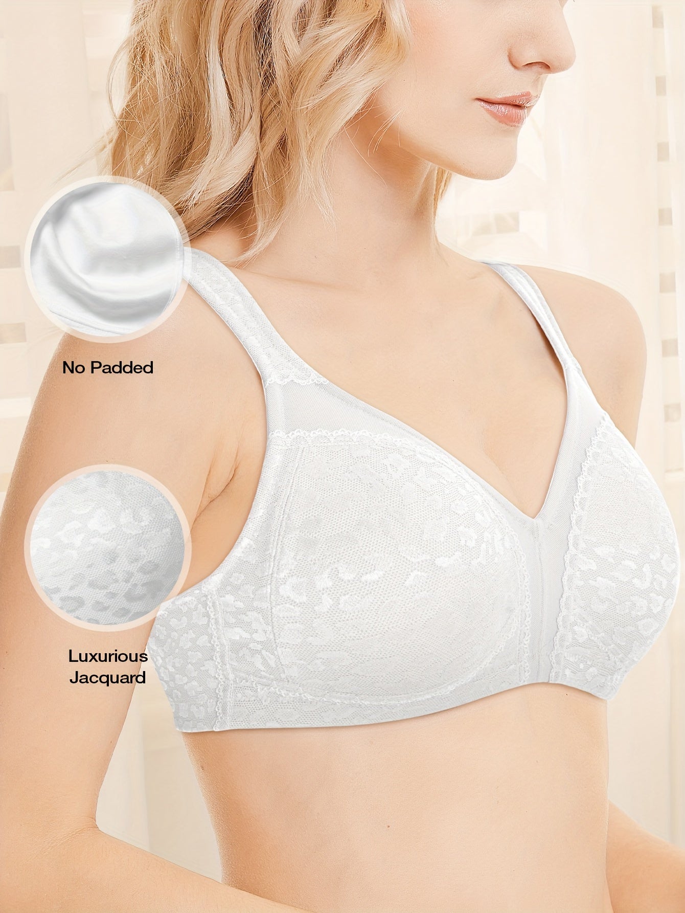 Women's Jacquard Mesh Wireless Bras for Comfort and Everyday Wear