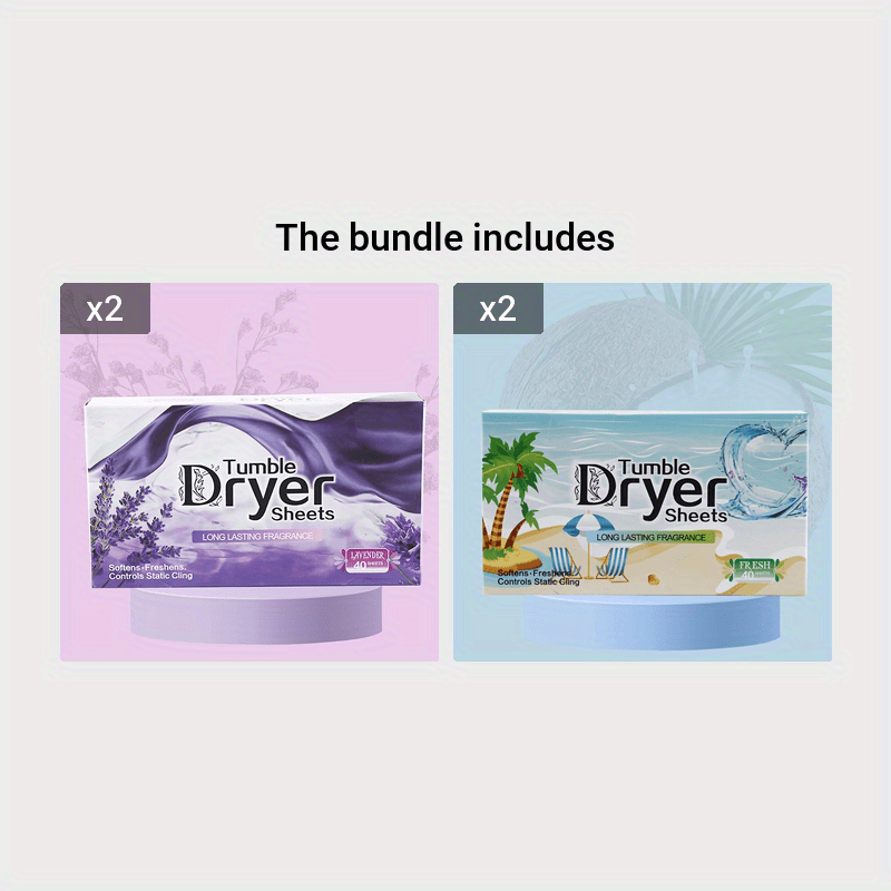 Tabletas para lavandería en secadora - Eliminador de olores, fragancia, suavizante de ropa, 40 piezas