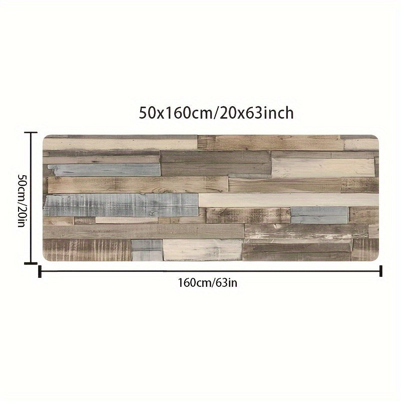 Anti-Skid Water-Absorbing Kitchen Mat with Wood Grain Pattern for Indoor Use