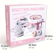 Kids Knitting Machine Kit 40-Needle Hand Crank Loom for Hats Scarves Socks Pink
