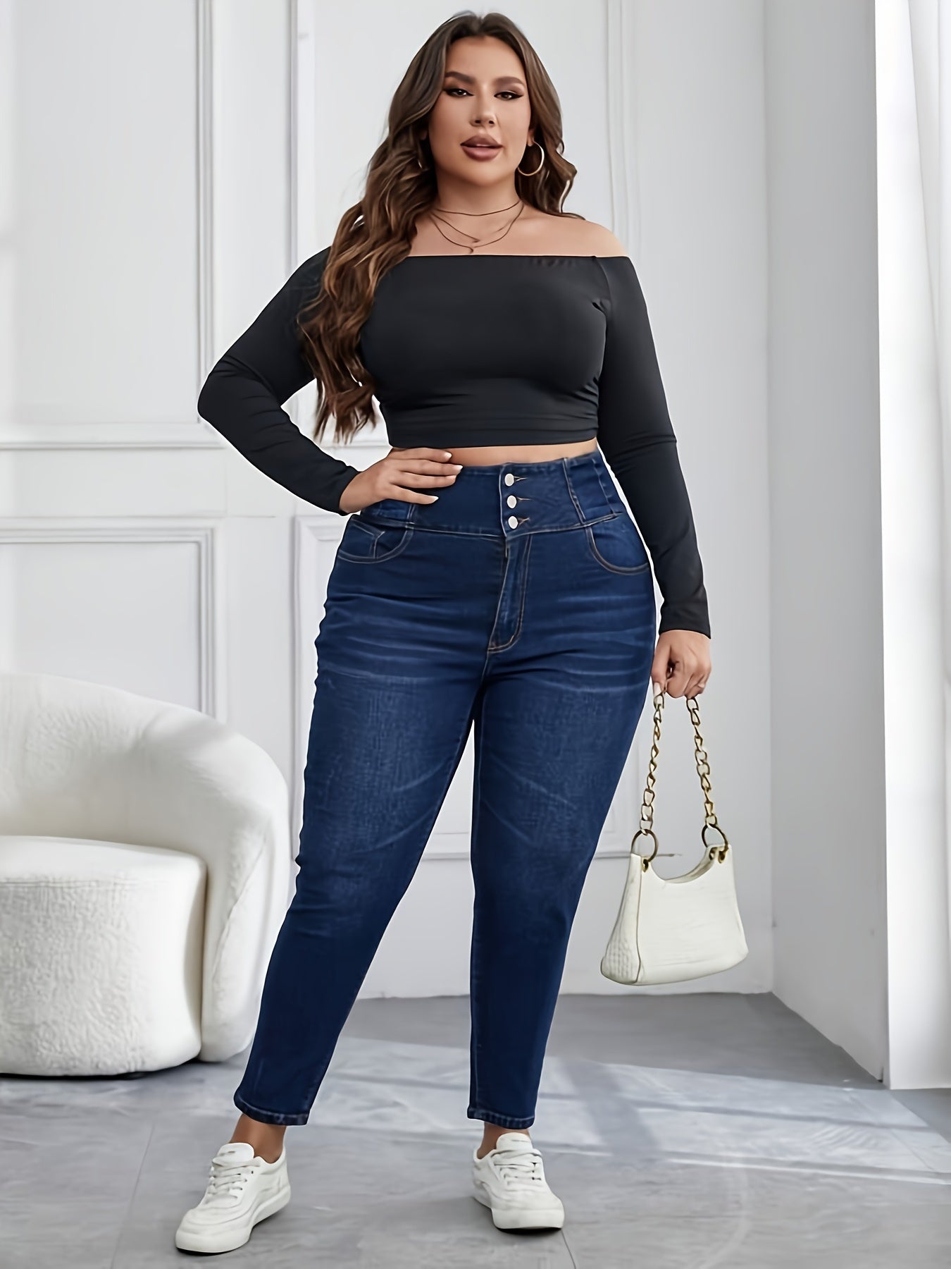 Women's Plus Size Flare Jeans Denim Colorful Stretchy Comfortable Pockets