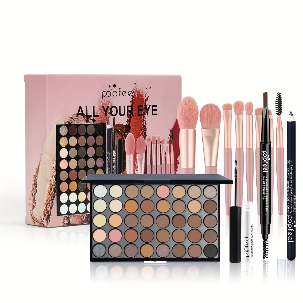 Women's Eye Makeup Set with Eyeshadow Eyeliner Mascara and Brushes