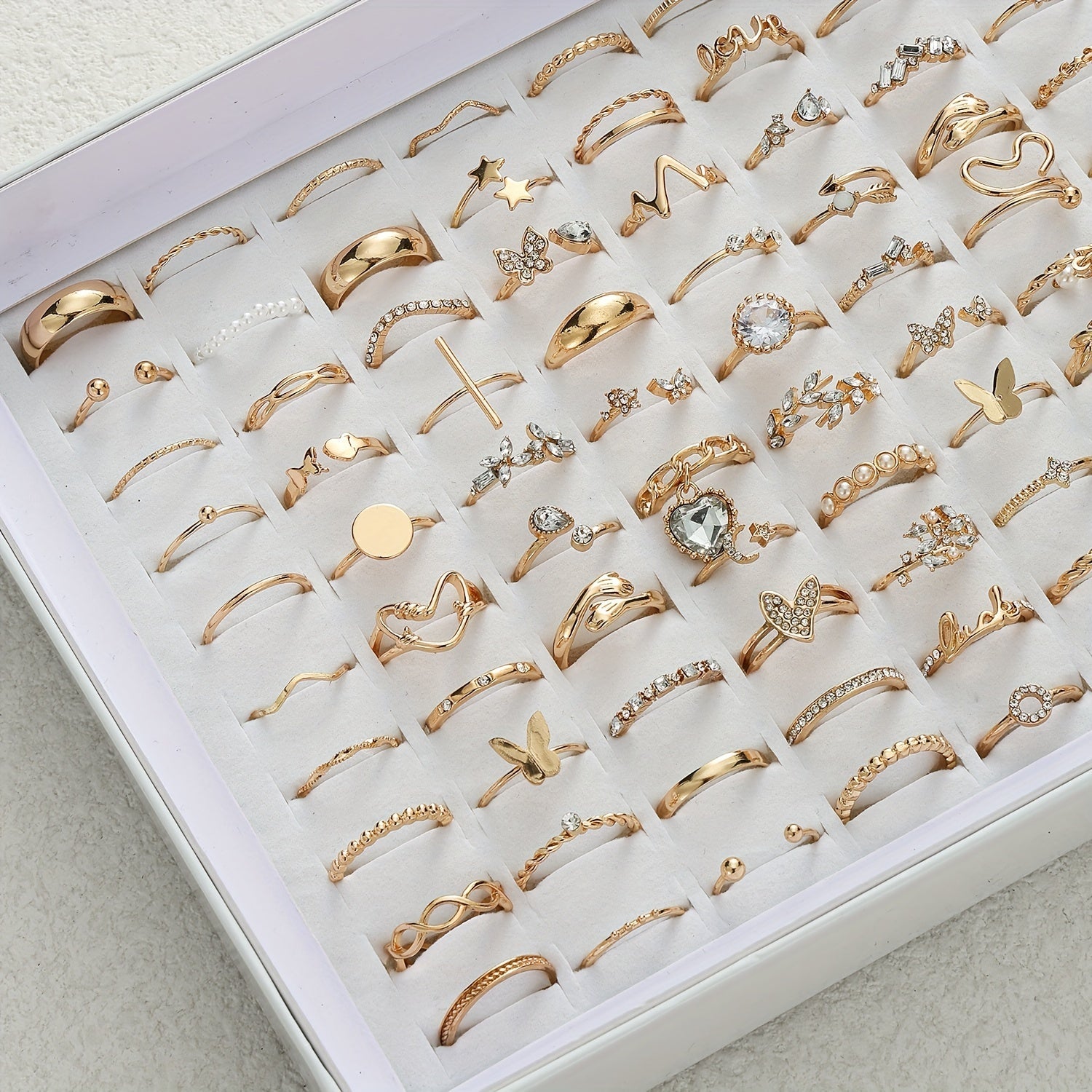 40-Piece Gold Tone Ring Set for Women Stylish Versatile Trendy for Everyday Wear