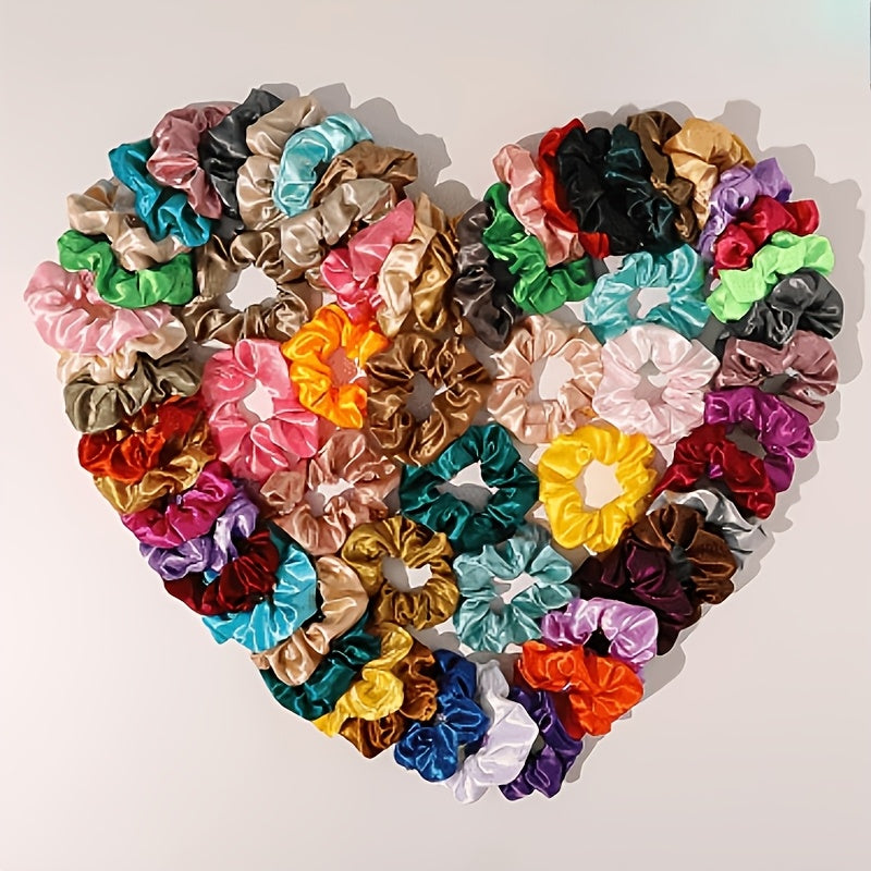60 Colorful Satin Hair Ties Set for Women and Girls Elastic Bands