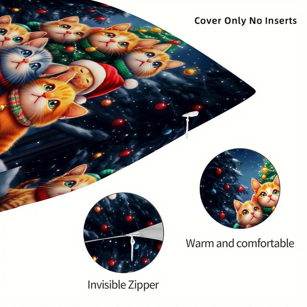Christmas Cat Throw Pillow Cover 45cm Decorative Cushion for Women Daughters Moms