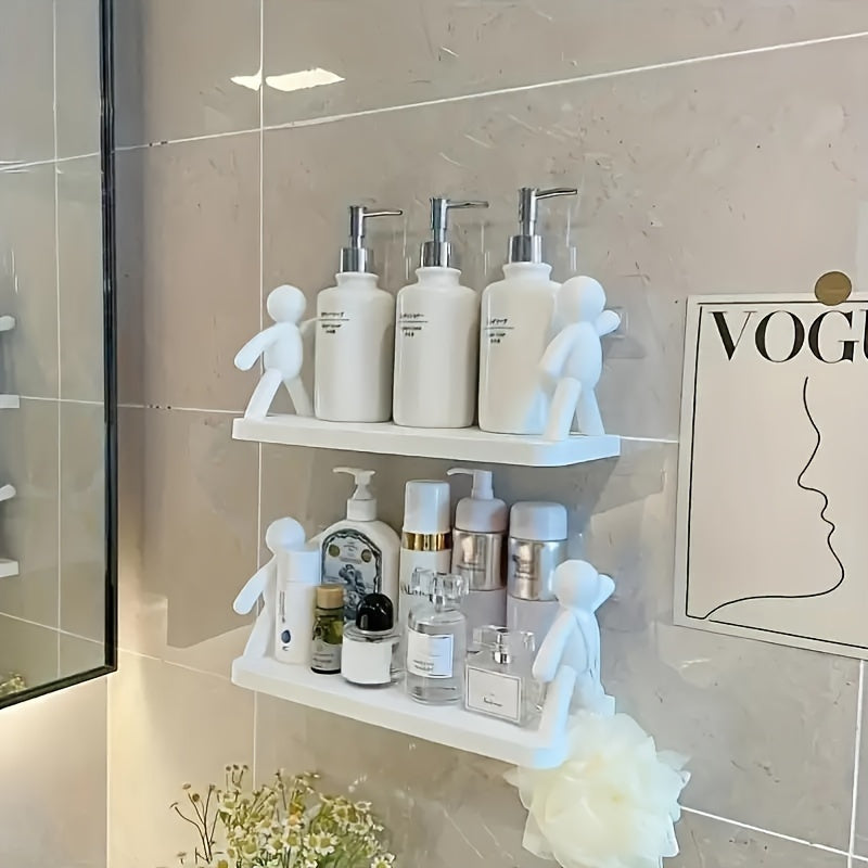 Estantes de pared de plástico con figuras humanoides para almacenamiento en cocina y baño