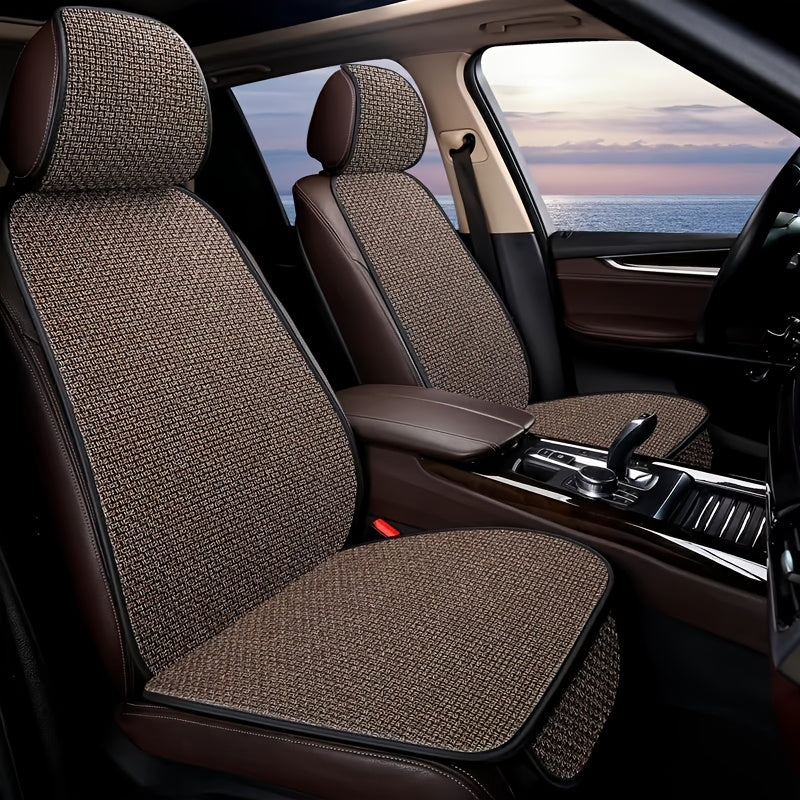 Conjunto de cojines para asiento de coche de lino transpirable, antideslizante, para todas las estaciones, universal