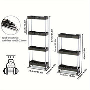 3-Tier Slim Rolling Storage Cart with Adjustable Shelves and Easy Glide Wheels for Bathroom Kitchen Laundry