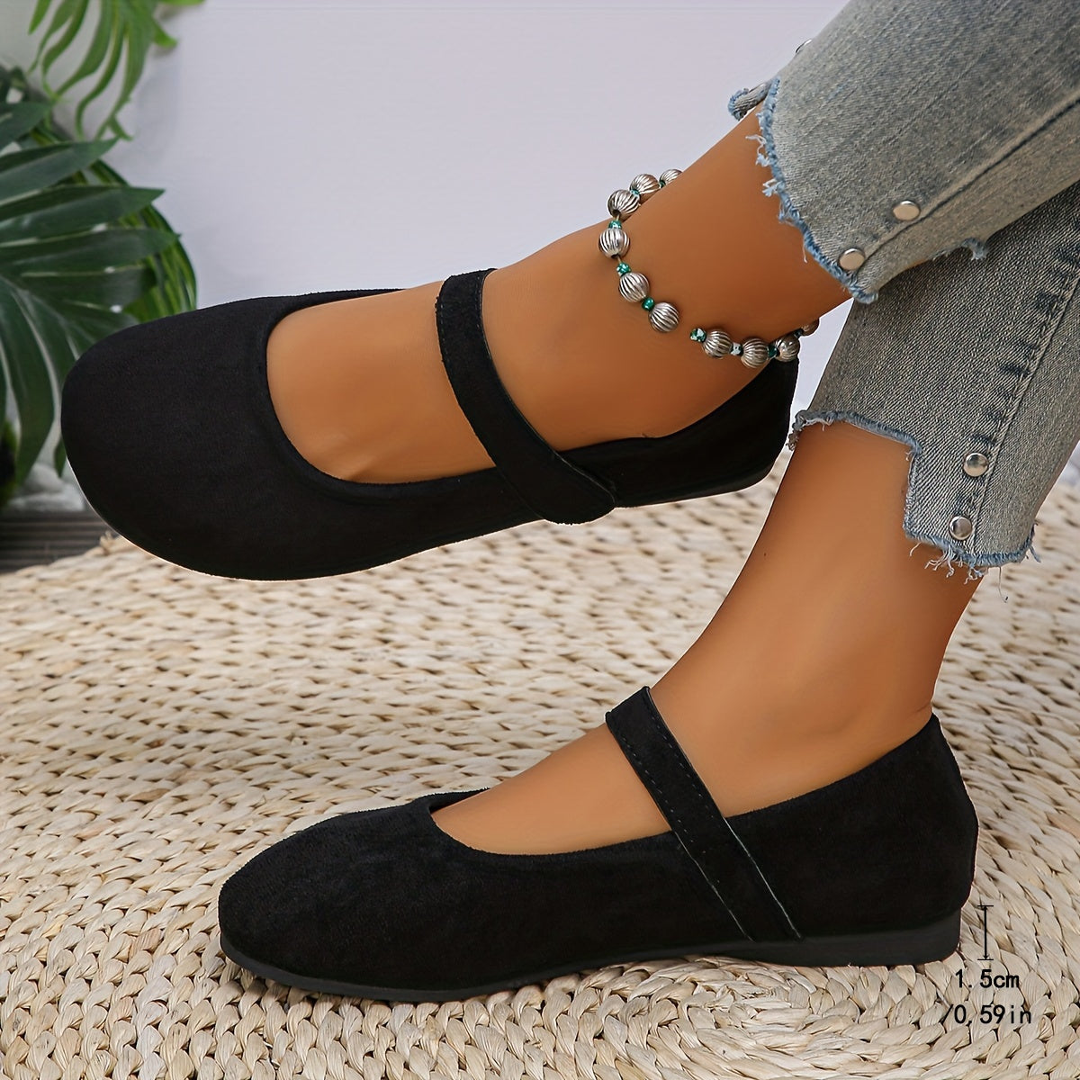 Zapatos planos retro con forro falso para mujer, con cierre de gancho y bucle