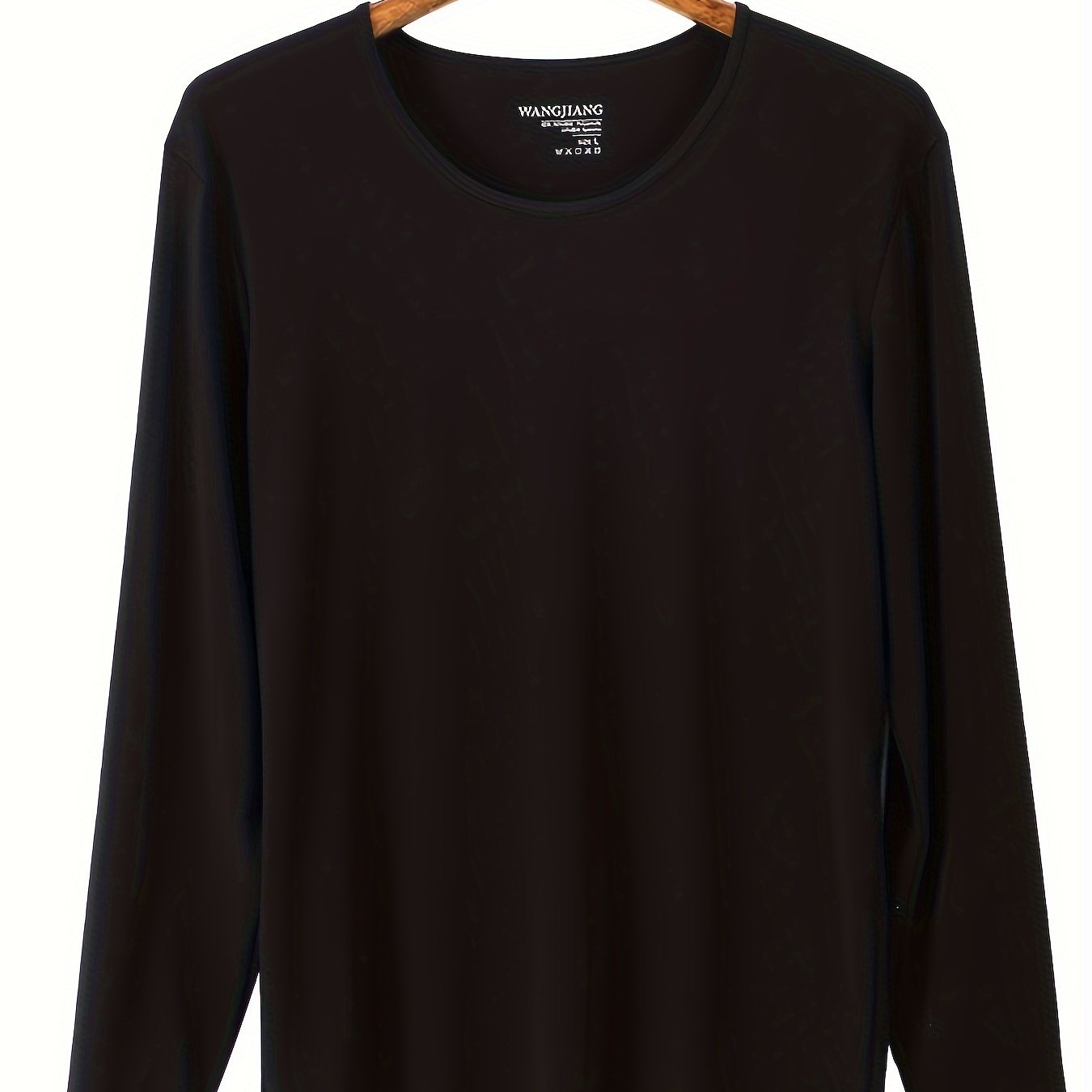 Camiseta de cuello redondo ultra fina para hombre, nylon elastano, color sólido, ajuste ajustado, para todas las estaciones