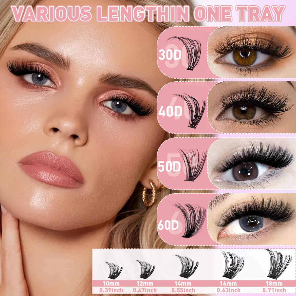 DIY Lash Extension Kit with D Curl Individual Lashes and Clusters for Fuller Longer Eyelashes