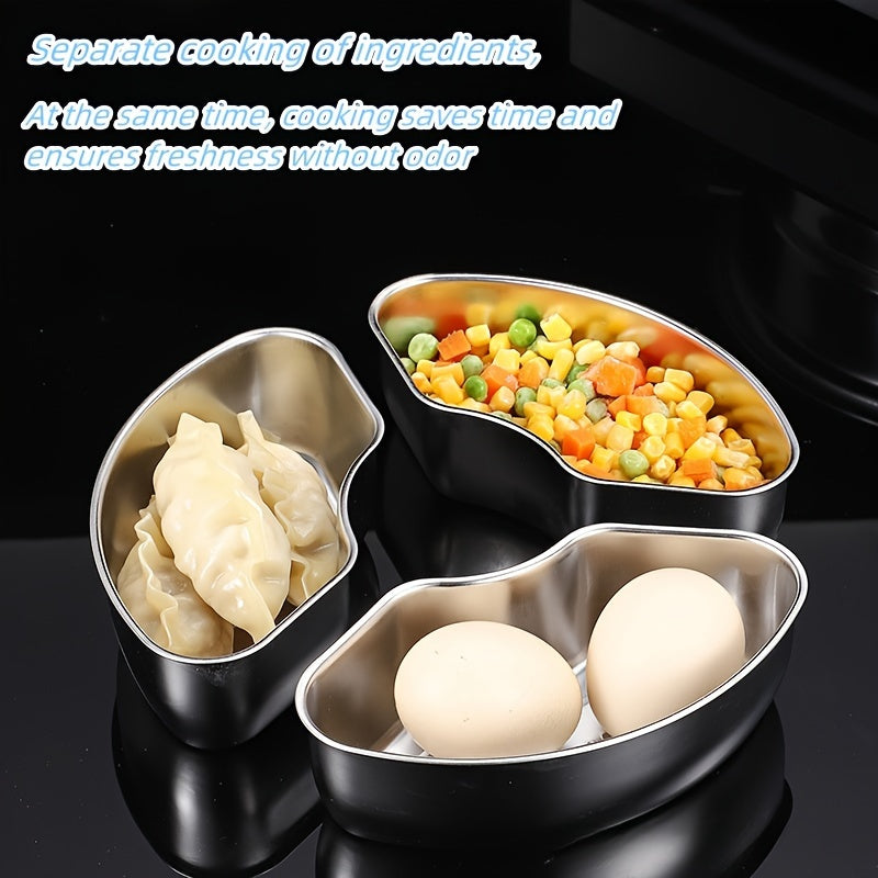 Set of 3 Stainless Steel Steamers with Tray and Bowls for Healthy Cooking Kitchen Camping