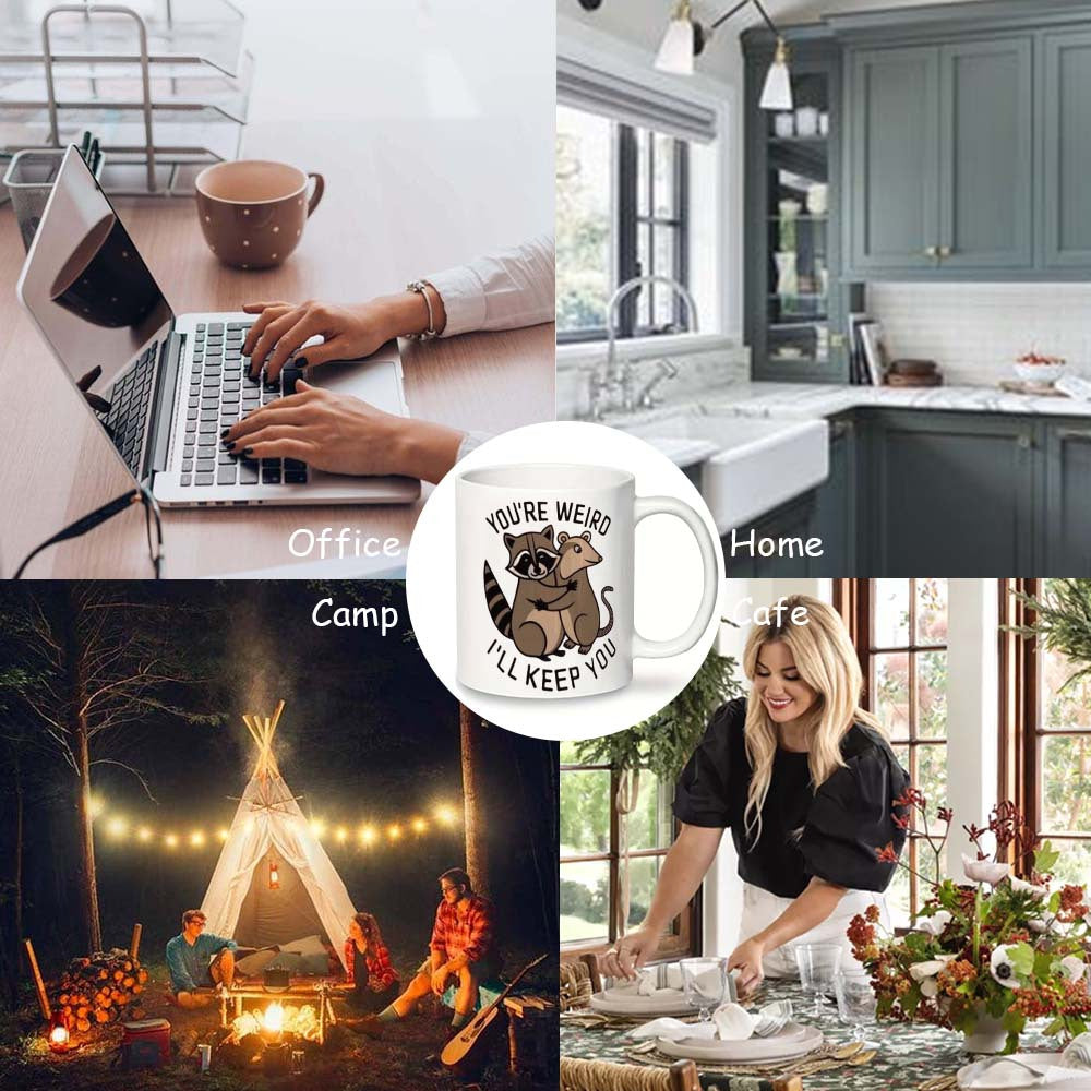 Raccoon Ceramic Coffee Mug Quirky Humor Home Office Gift