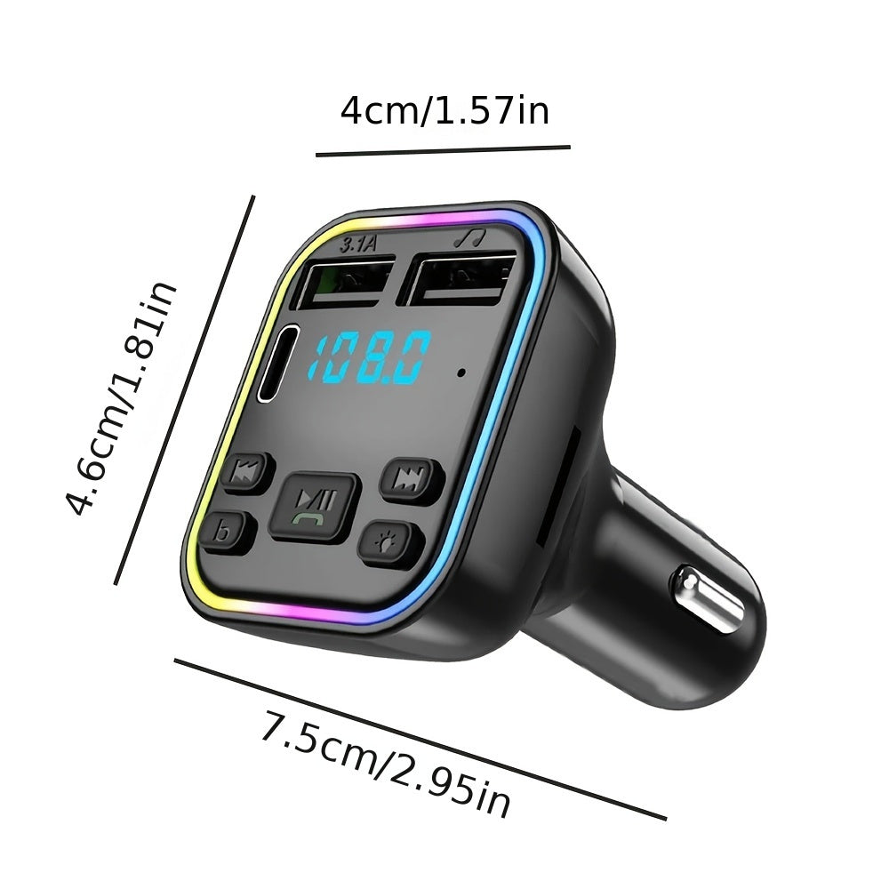 Car MP3 Player FM Transmitter with Dual USB Type-C Quick Charge Wireless Car Charger