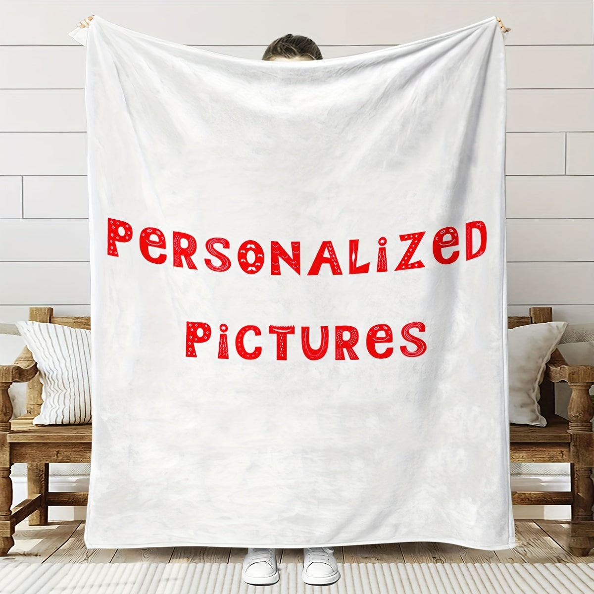 Personalized Knitted Polyester Throw Blanket for Couch or Bed Decor