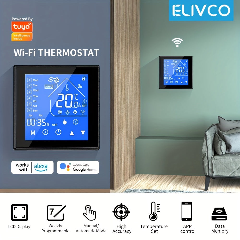 16A WiFi Smart Thermostat for Electric Floor Heating Voice Control Compatible with Google Home and Alexa