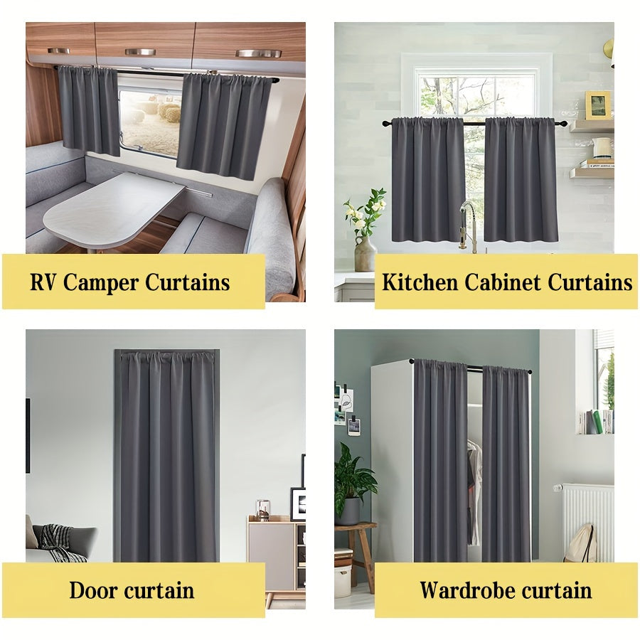 2-Pack RV Window Curtains Blackout Thermal Insulation Privacy Short Drapes Gray
