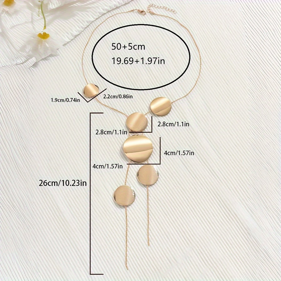 Women's Geometric Round Pendant Necklace with Glossy Brushed Finish and Irregular Snake Chain