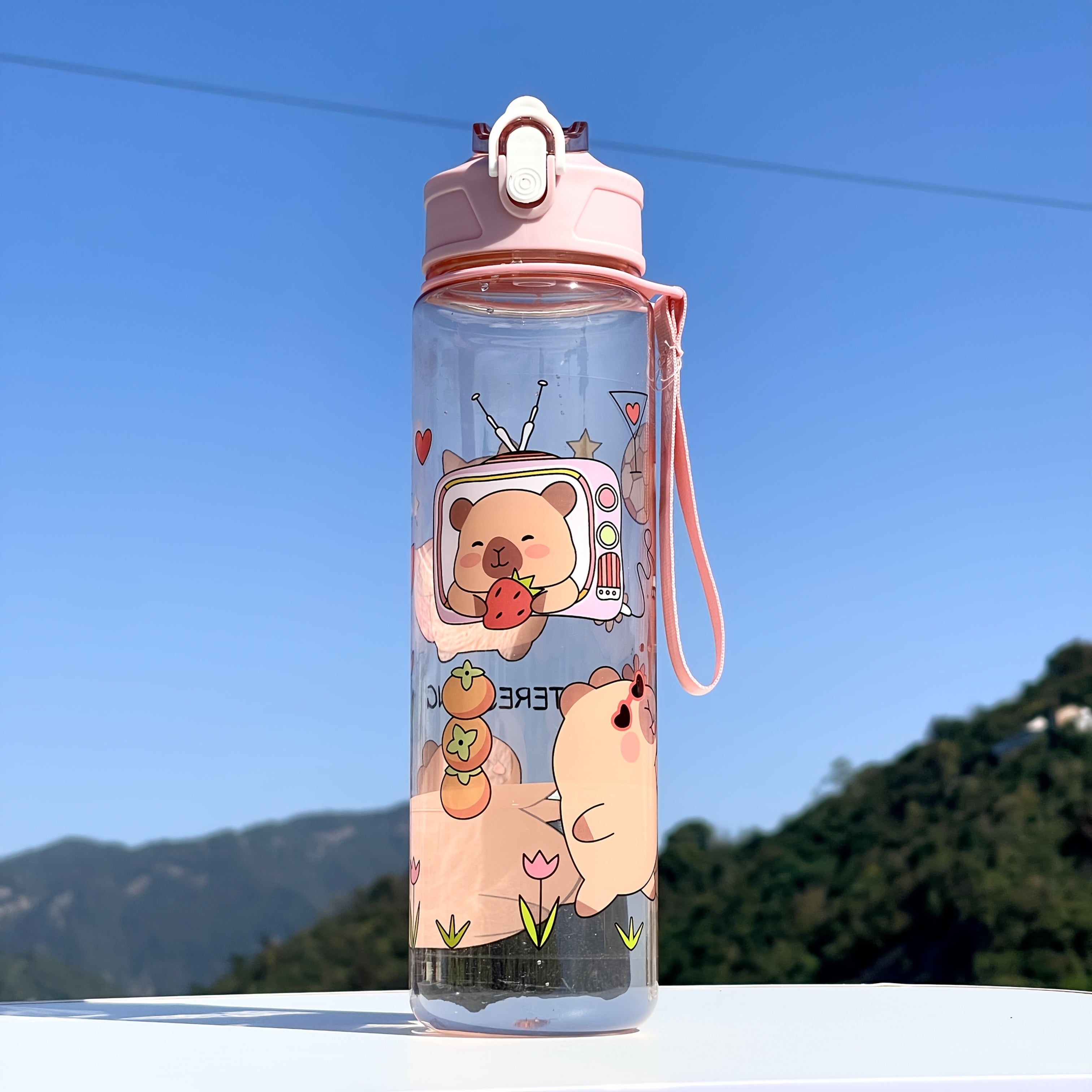Large Sports Water Bottle with Whimsical Designs Durable Portable for Outdoor Activities