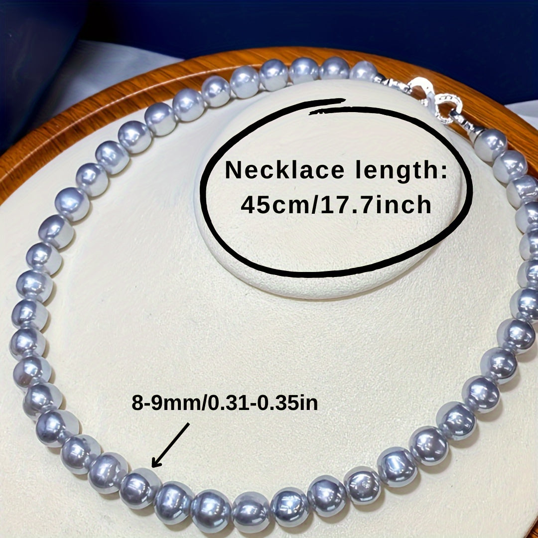 Grey Freshwater Pearl Necklace for Women Elegant Delicate Jewelry Gift Box