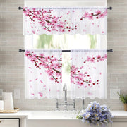 Par de cortinas de cerezo en flor con bolsillo para barra, diseño de pétalos caídos para decoración del hogar