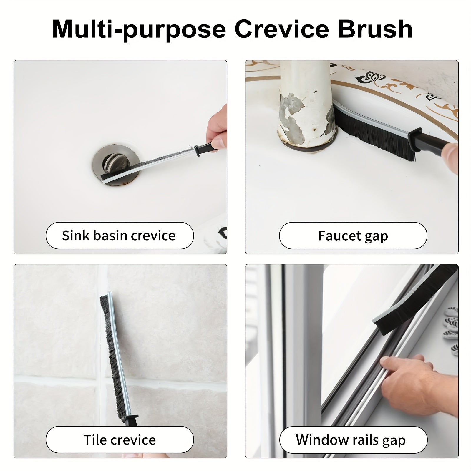 Set of 11 Crevice Cleaning Brushes with Long Handle and Strong Bristles