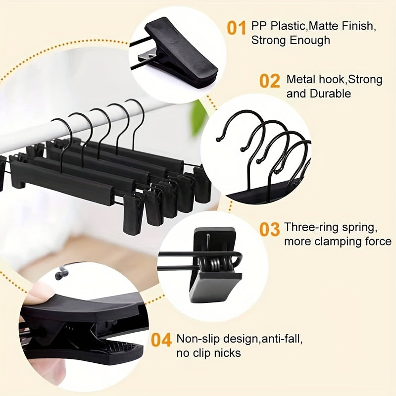 20-Pack Anti-Slip Plastic Pants Hangers with Rotatable Hook Space Saving