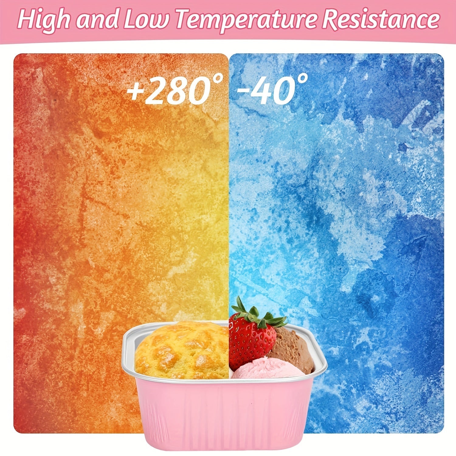 Mini Cake Pans Set 10 or 50 5oz Aluminum Square Baking Cups with Lids and Spoons