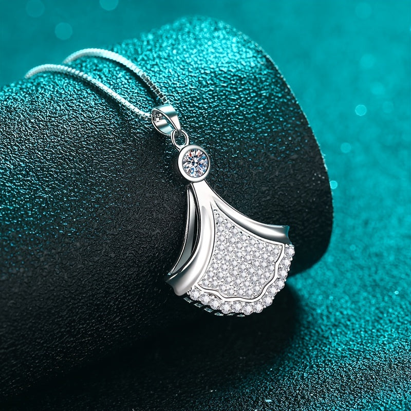 Sterling Silver Necklace with 0.875ct Moissanite Pendant for Women Everyday Wear