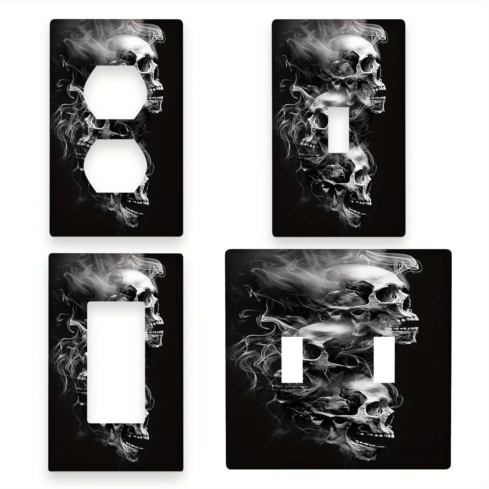 Cubierta de interruptor de pared con calavera gótica negra, sin necesidad de electricidad, fácil de limpiar, decoración para baño y sala de estar