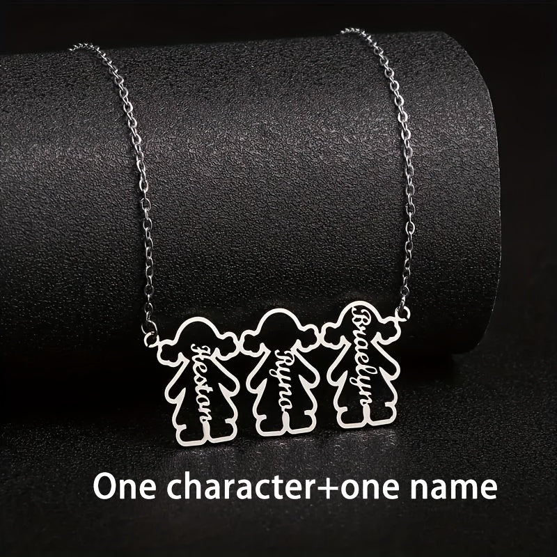 Personalized Stainless Steel Pendant Necklace with Multiple Names for Women