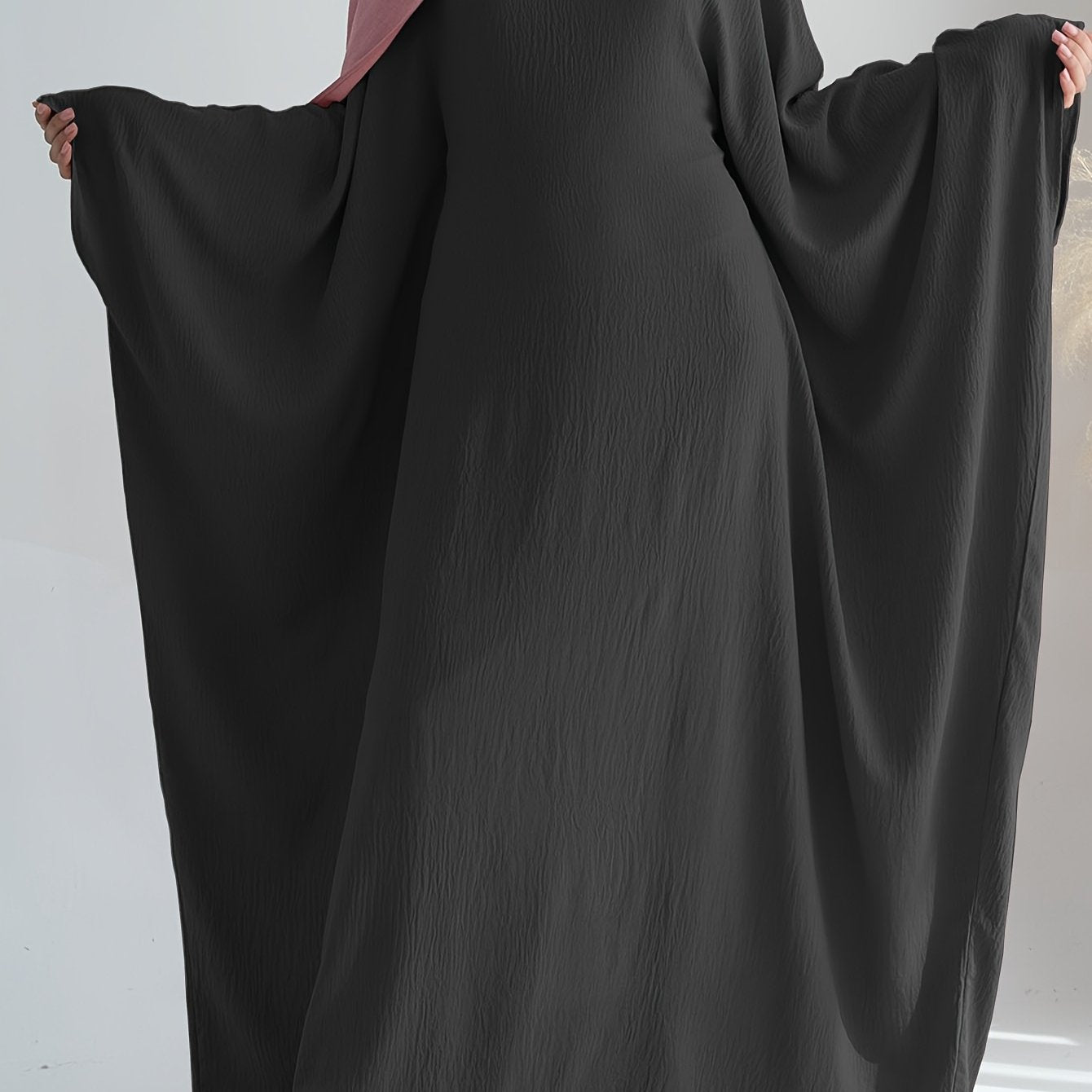 Women's Plus Size V-Neck Batwing Maxi Dress Loose Fit Flowy Solid Color