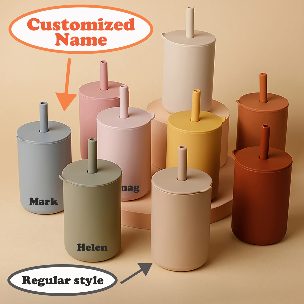 Yellow Silicone Sippy Cup with Straw BPA-Free Leakproof Reusable for Kids Hydration and Outdoor Activities