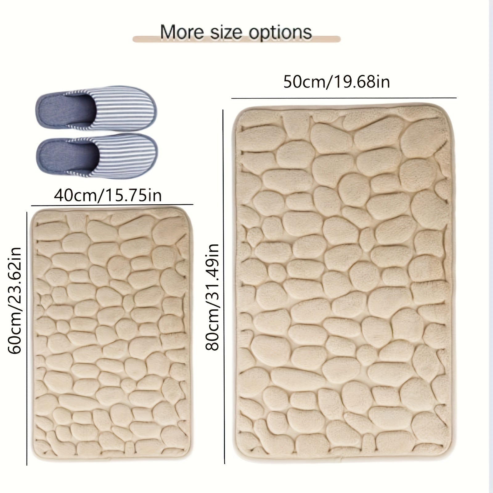 Xotira ko'yi Pebble hammom matosi, sirpanmaydigan, so'radigan, 1 ta