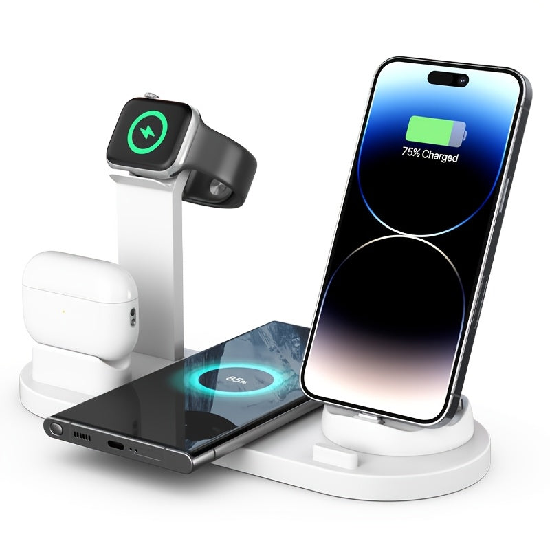 Wireless Charging Station 6-in-1 Fast Wireless Charger for iPhone, Samsung, Android, AirPods, Smartwatch
