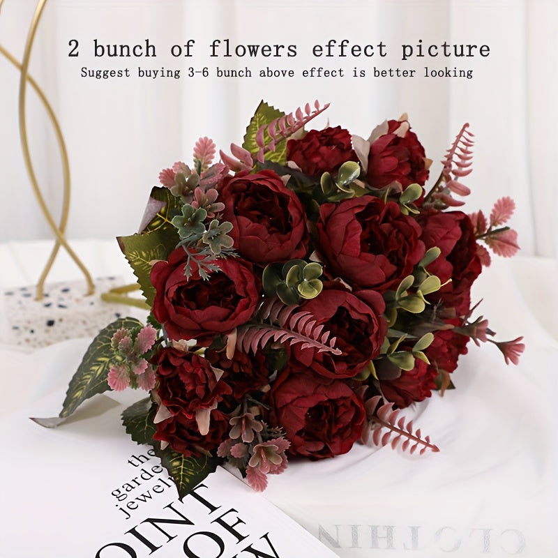 Искусственные букеты розовых пионов с несколькими головами, стеблями и различными применениями для дома, сада или мероприятий.