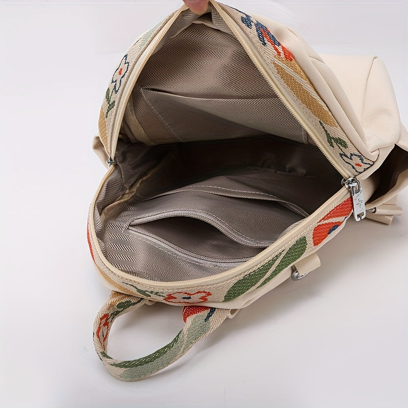 Women's Small Solid Color Backpack Oxford Fabric Casual Daypack Black White