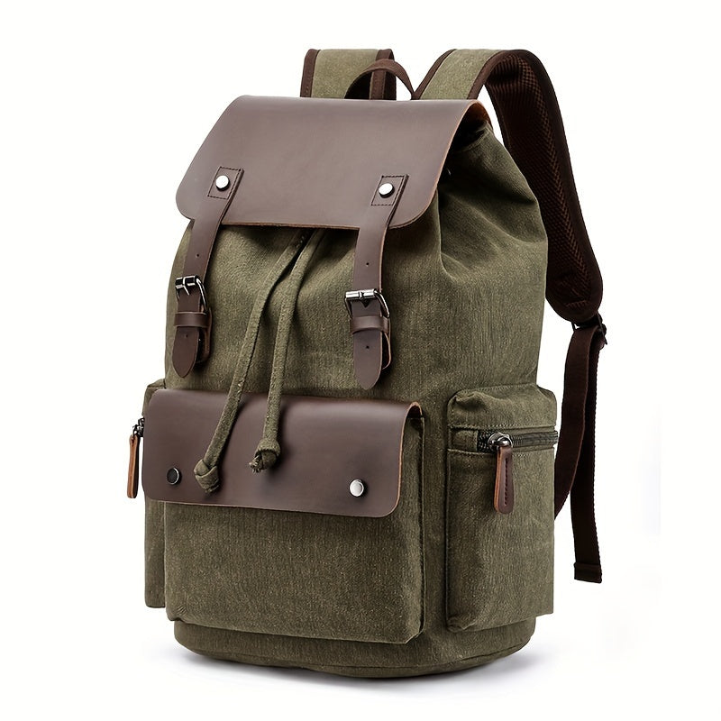 Retro Canvas Backpack for Students Travel and Business with Laptop Compartment