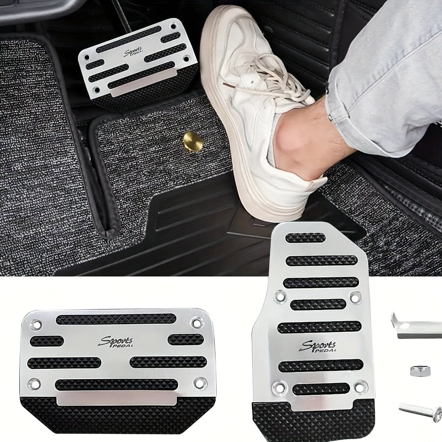 Набор накладок на педали автомобиля из алюминия для автоматической коробки передач, подушечки для ног, красные, серебристые, синие