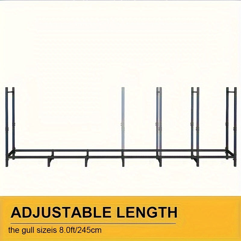 Adjustable Heavy-Duty Firewood Rack for Indoor Fireplace and Outdoor Storage