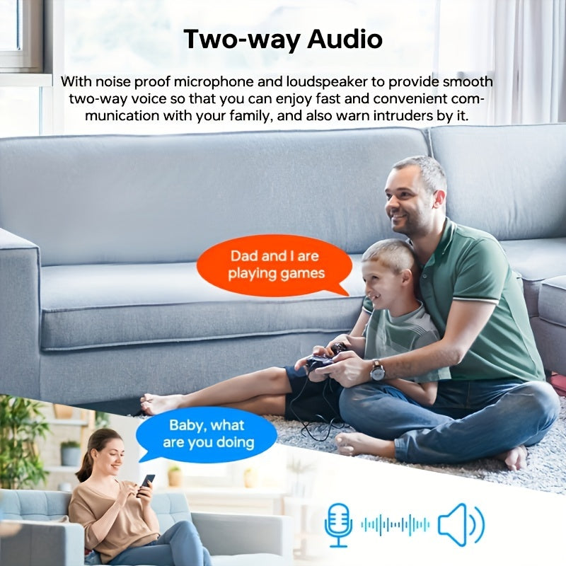 High-Definition WiFi Security Camera with 355-Degree Pan and Night Vision for Indoor Outdoor Use