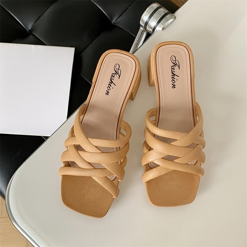 Women Summer Slip-On Sandals Breathable Mesh Flat Heel Open Toe