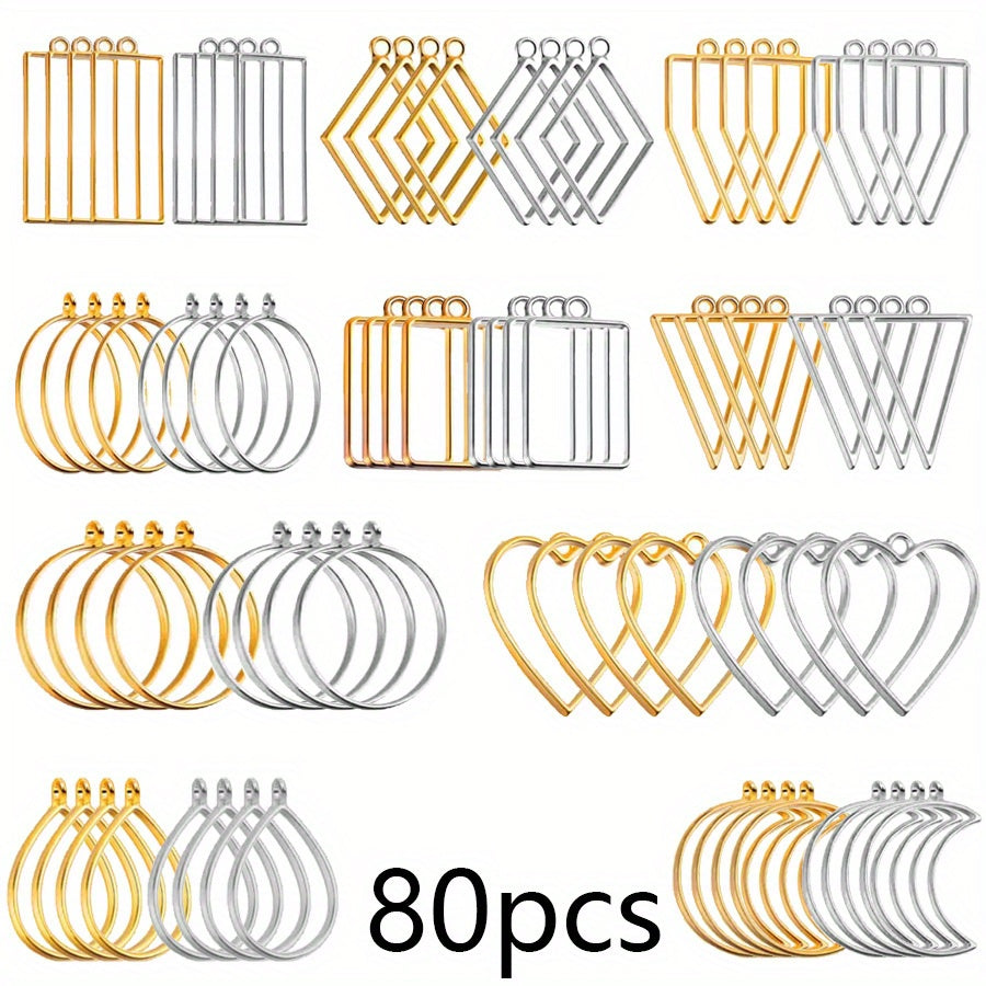 Hollow Frame Pendants for Jewelry Making Pack of 20 40 60 80 Casting Bezel Supplies