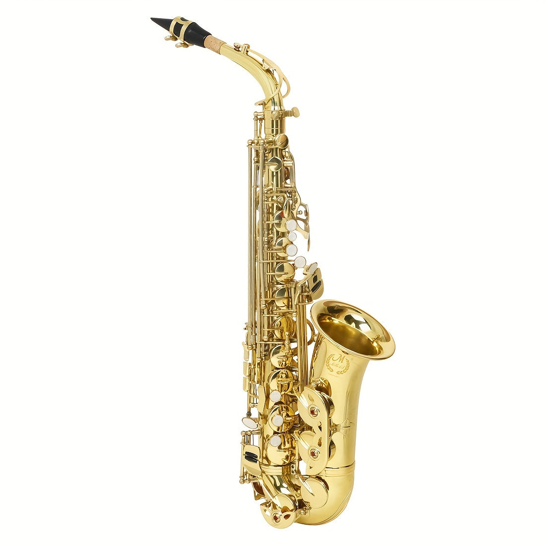 Alto Saxophone in E Flat Brass Body White Shell Key Golden Finish with Case