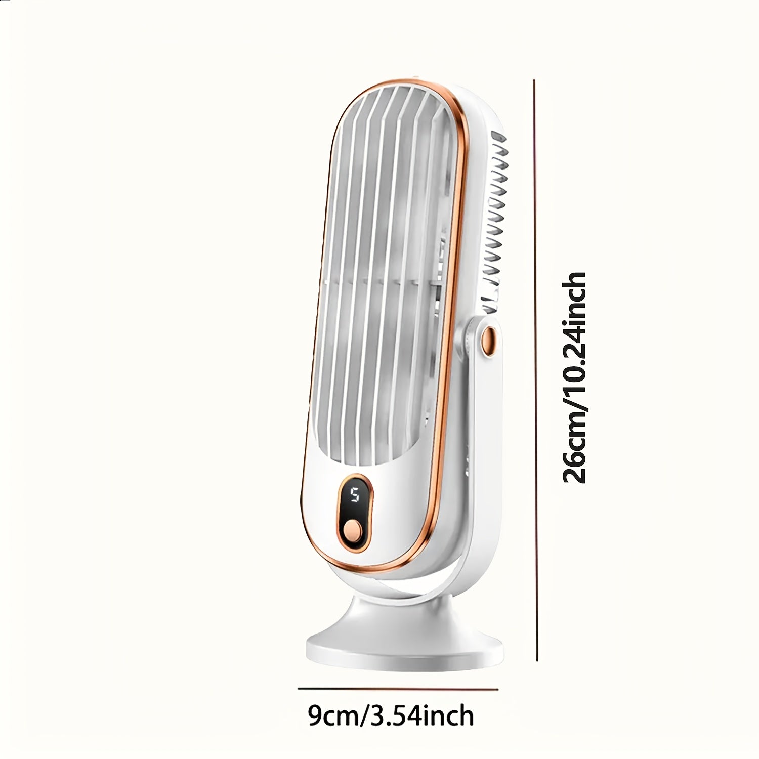 USB-Powered Desktop Fan with 1200mAh Battery, Digital Display, 5-Speed Control for Office Travel Camping