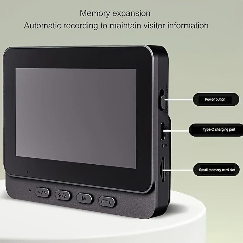 1 dona video eshik qo'ng'irog'i interkom bilan, 10.92 sm ekran, infraqizil tungi ko'rish, ikki tomonlama gaplashish, uzoq muddatli batareya, ilovaga ehtiyoj sezmasdan oson ulanish.